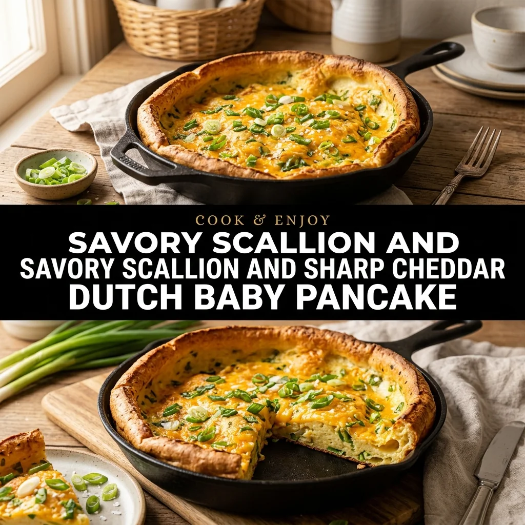 Savory Scallion and Sharp Cheddar Dutch Baby Pancake food illustration