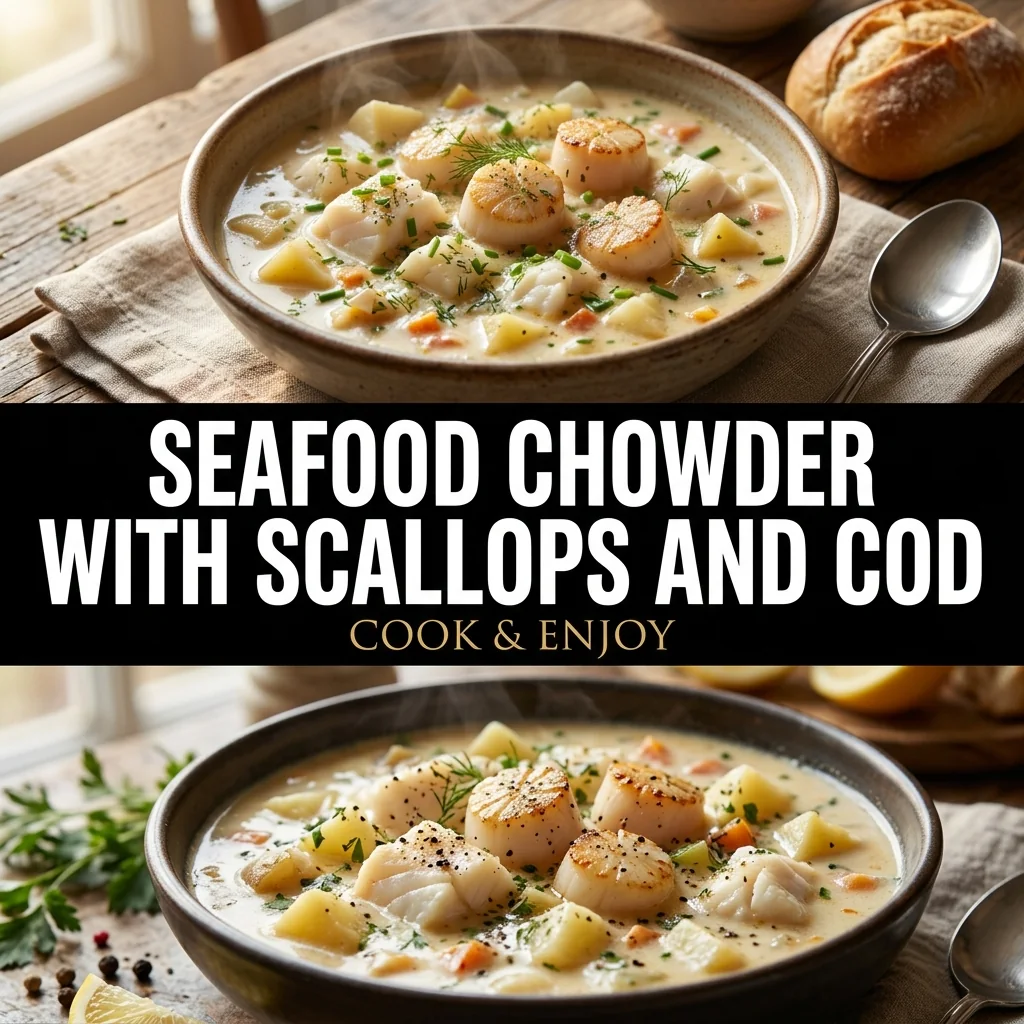 Seafood Chowder with Scallops and Cod food illustration