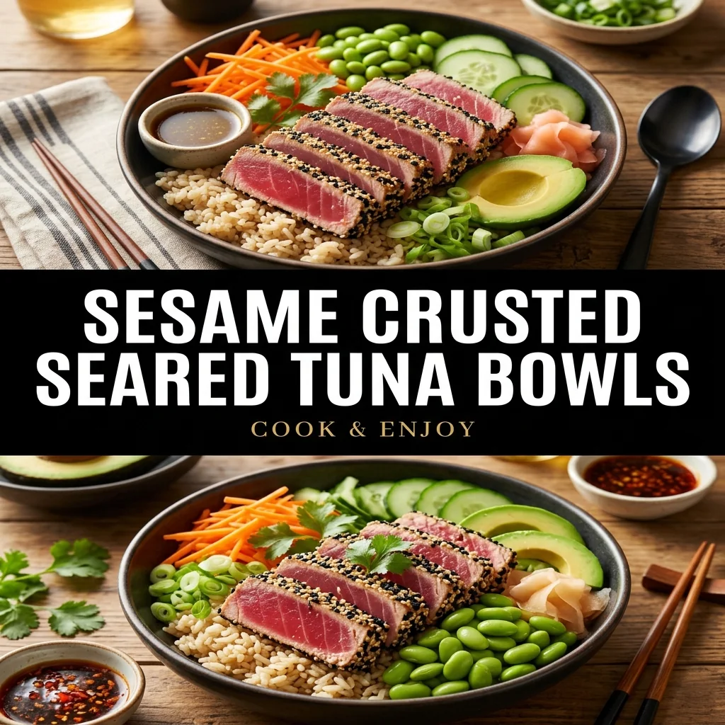 Sesame Crusted Seared Tuna Bowls food illustration