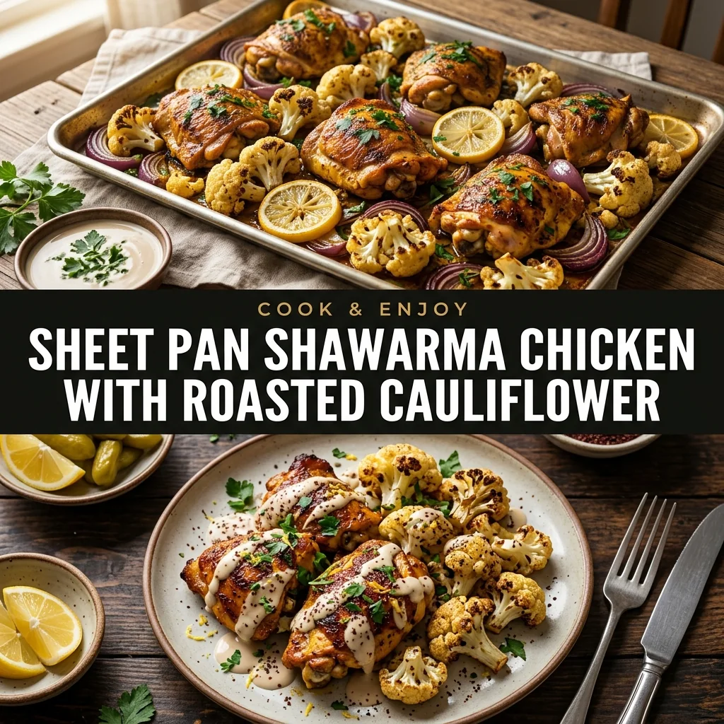 Sheet Pan Shawarma Chicken with Roasted Cauliflower food illustration