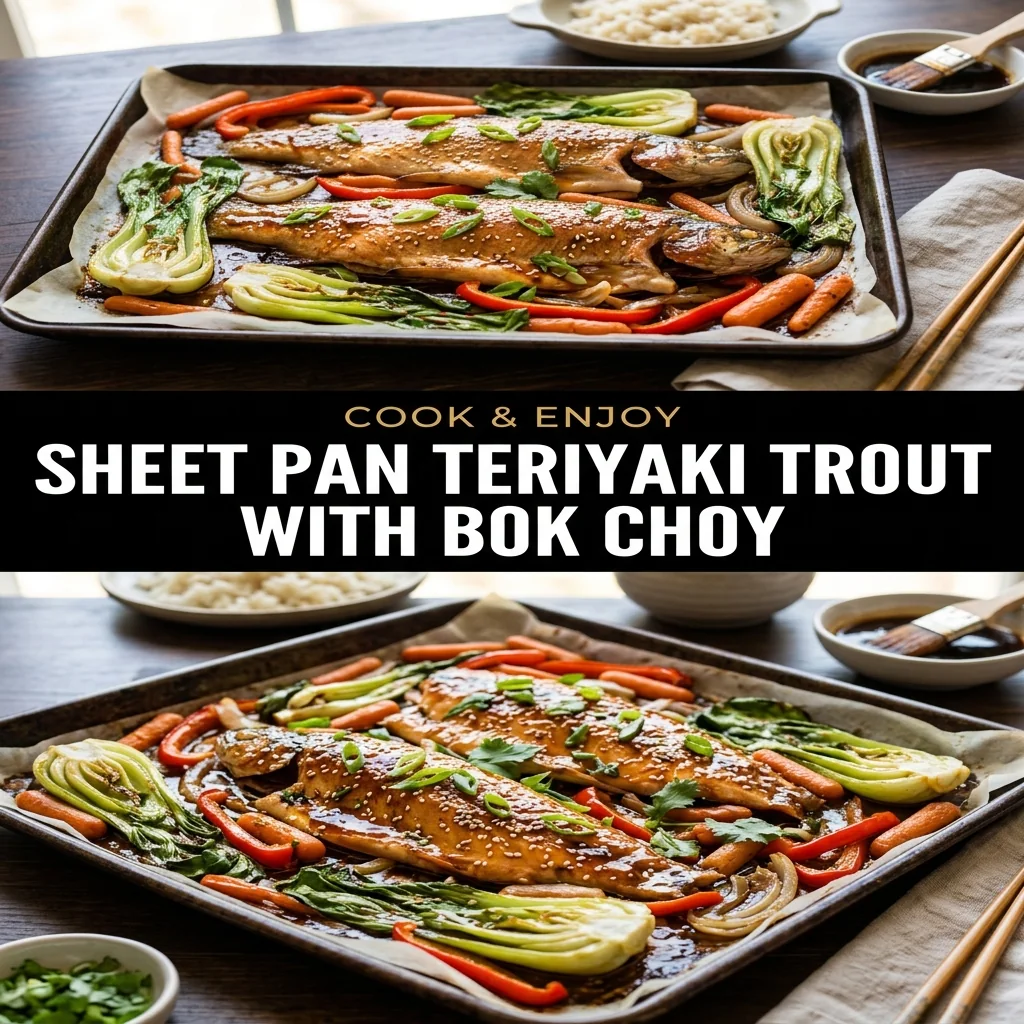 Sheet Pan Teriyaki Trout with Bok Choy food illustration