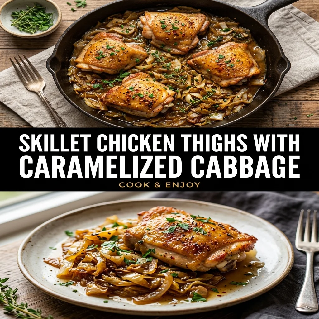 Skillet Chicken Thighs with Caramelized Cabbage food illustration