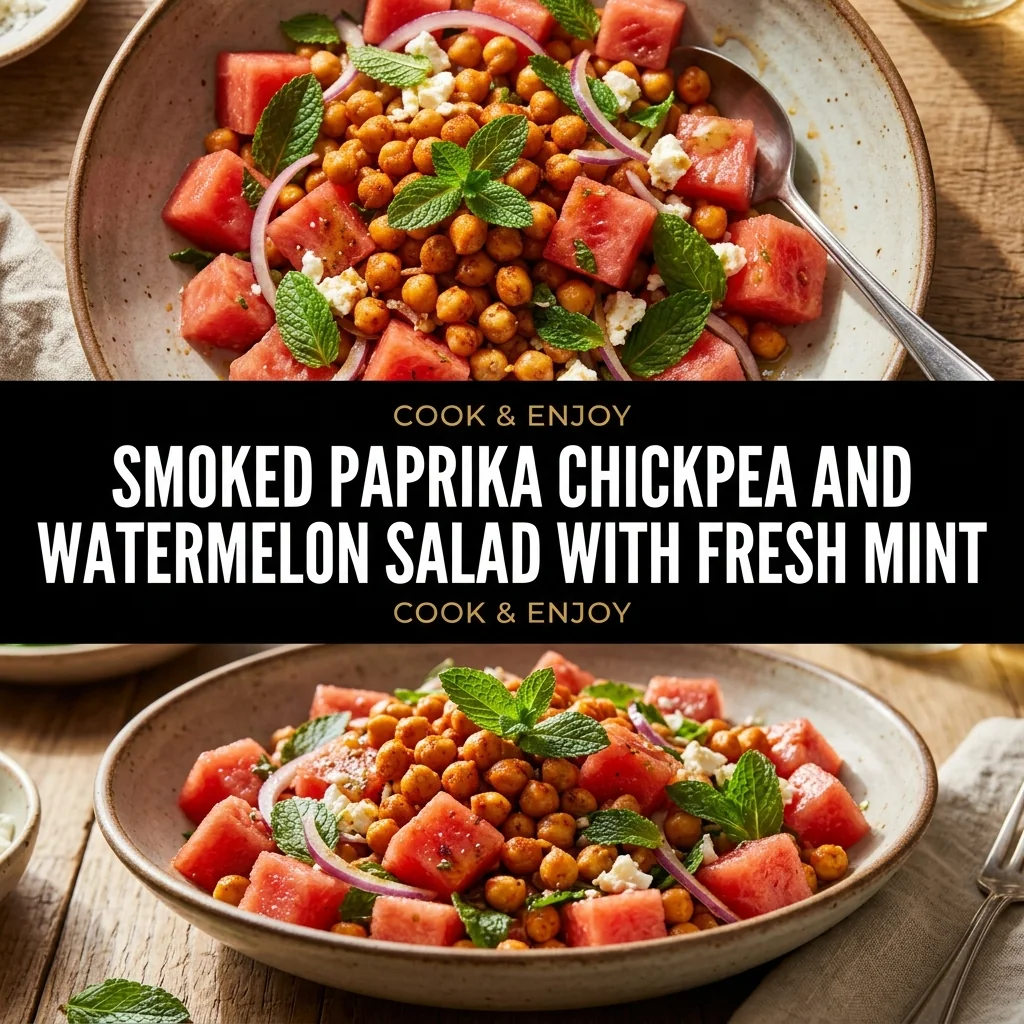 Smoked Paprika Chickpea and Watermelon Salad with Fresh Mint food illustration