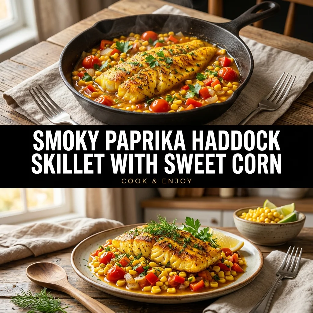 Smoky Paprika Haddock Skillet with Sweet Corn food illustration