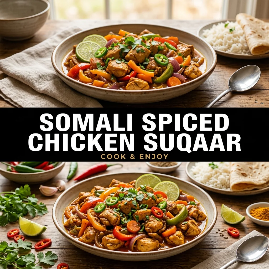 Somali Spiced Chicken Suqaar food illustration