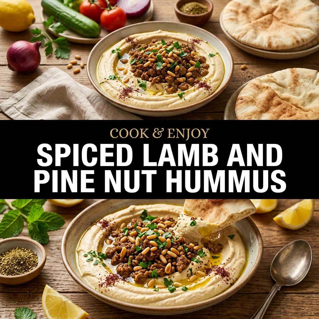 Spiced Lamb and Pine Nut Hummus food illustration