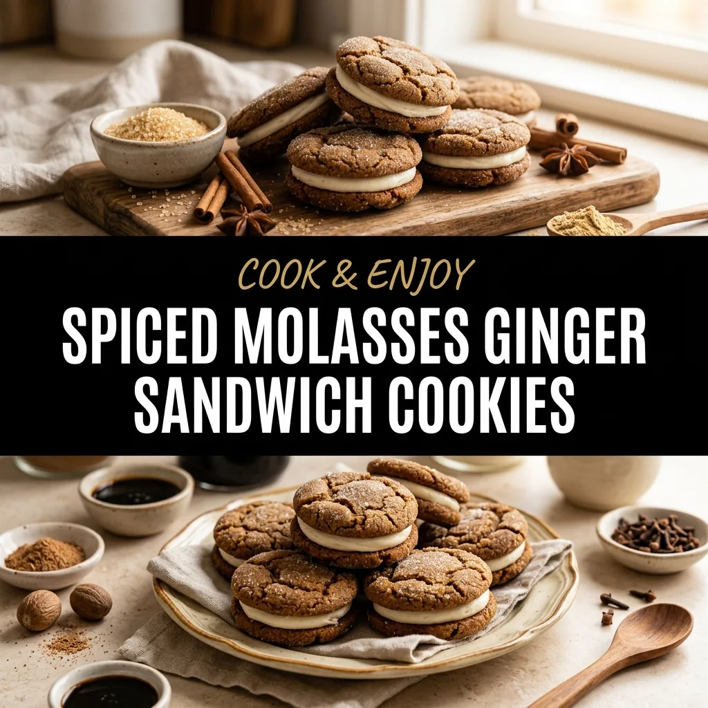 Spiced Molasses Ginger Sandwich Cookies food illustration