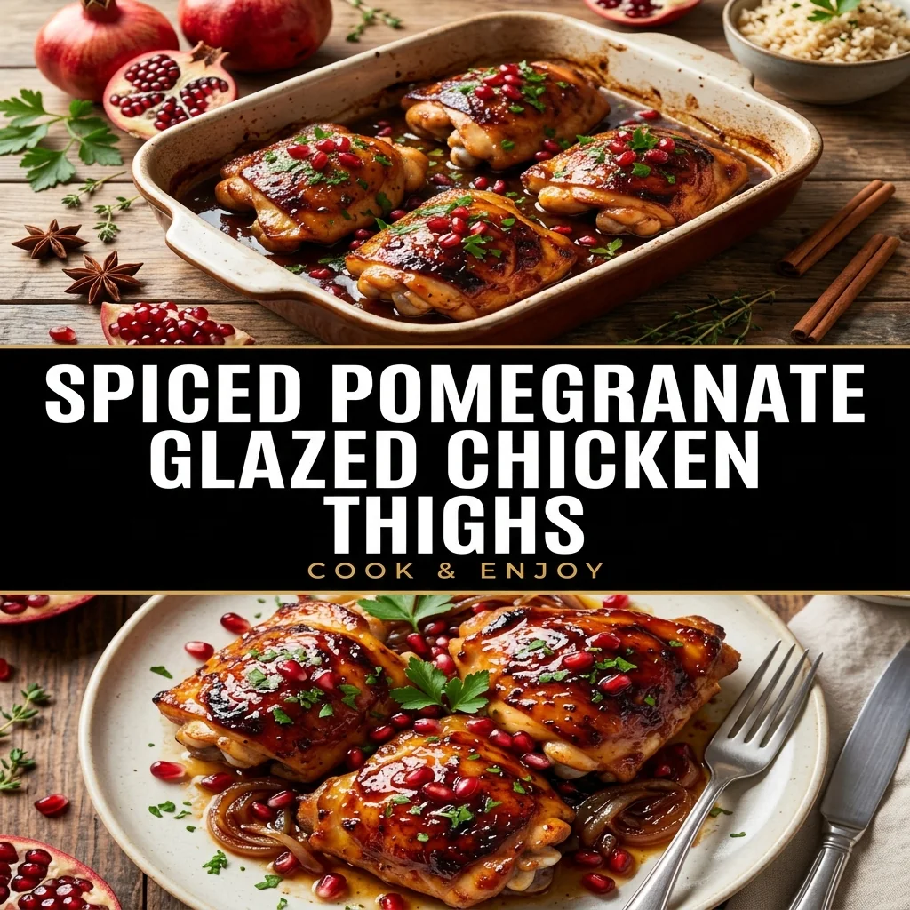 Spiced Pomegranate Glazed Chicken Thighs food illustration
