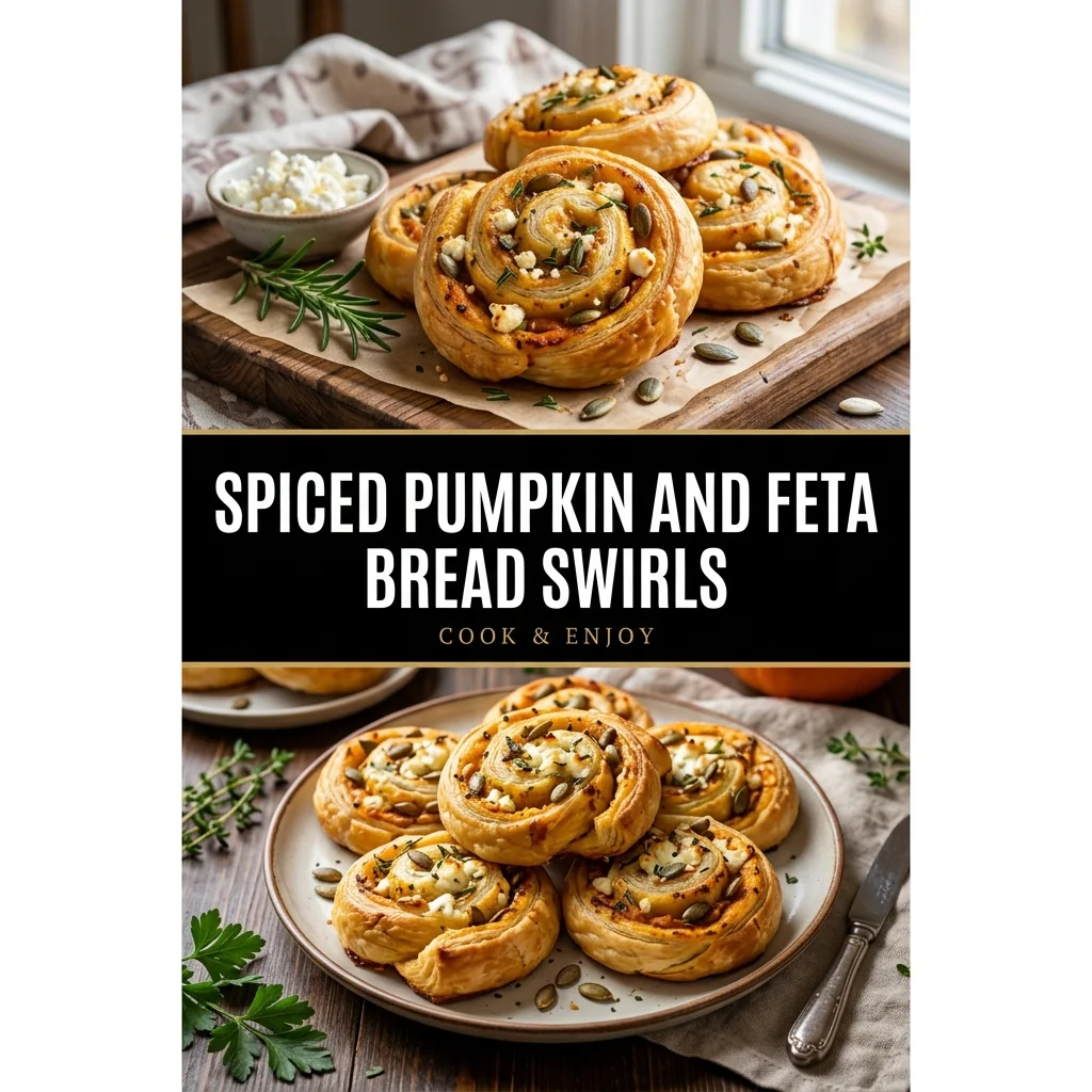 Spiced Pumpkin and Feta Bread Swirls food illustration