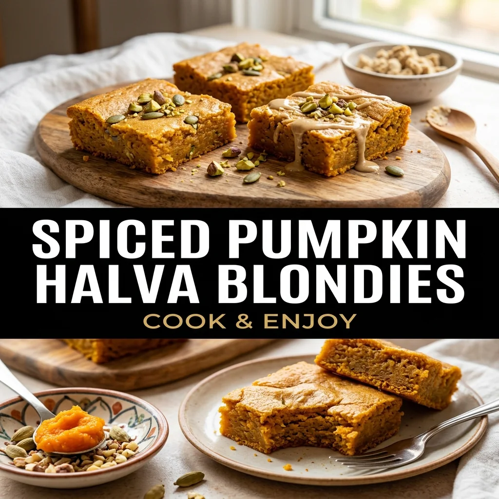 Spiced Pumpkin Halva Blondies food illustration