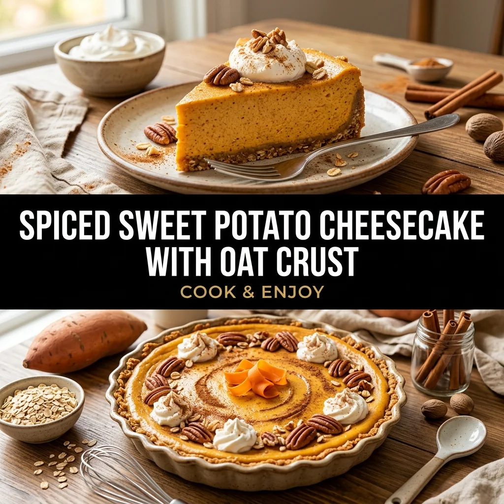 Spiced Sweet Potato Cheesecake with Oat Crust food illustration