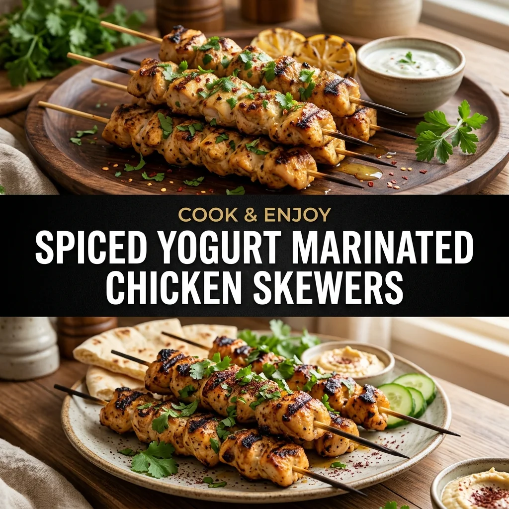 Spiced Yogurt Marinated Chicken Skewers food illustration