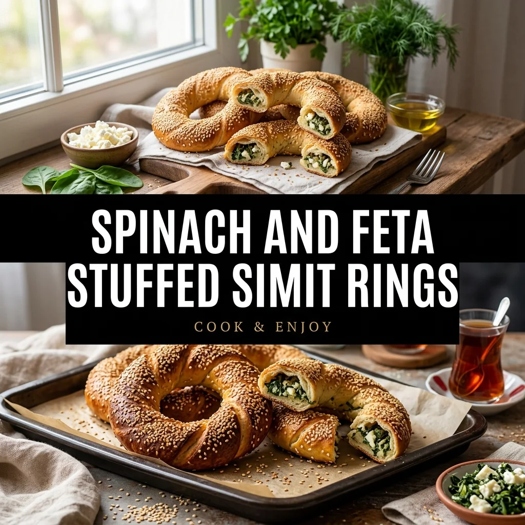 Spinach and Feta Stuffed Simit Rings food illustration