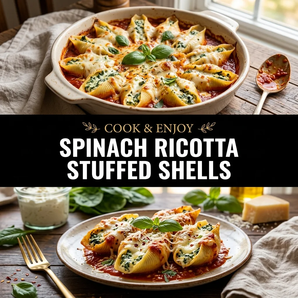 Spinach Ricotta Stuffed Shells recipe poster