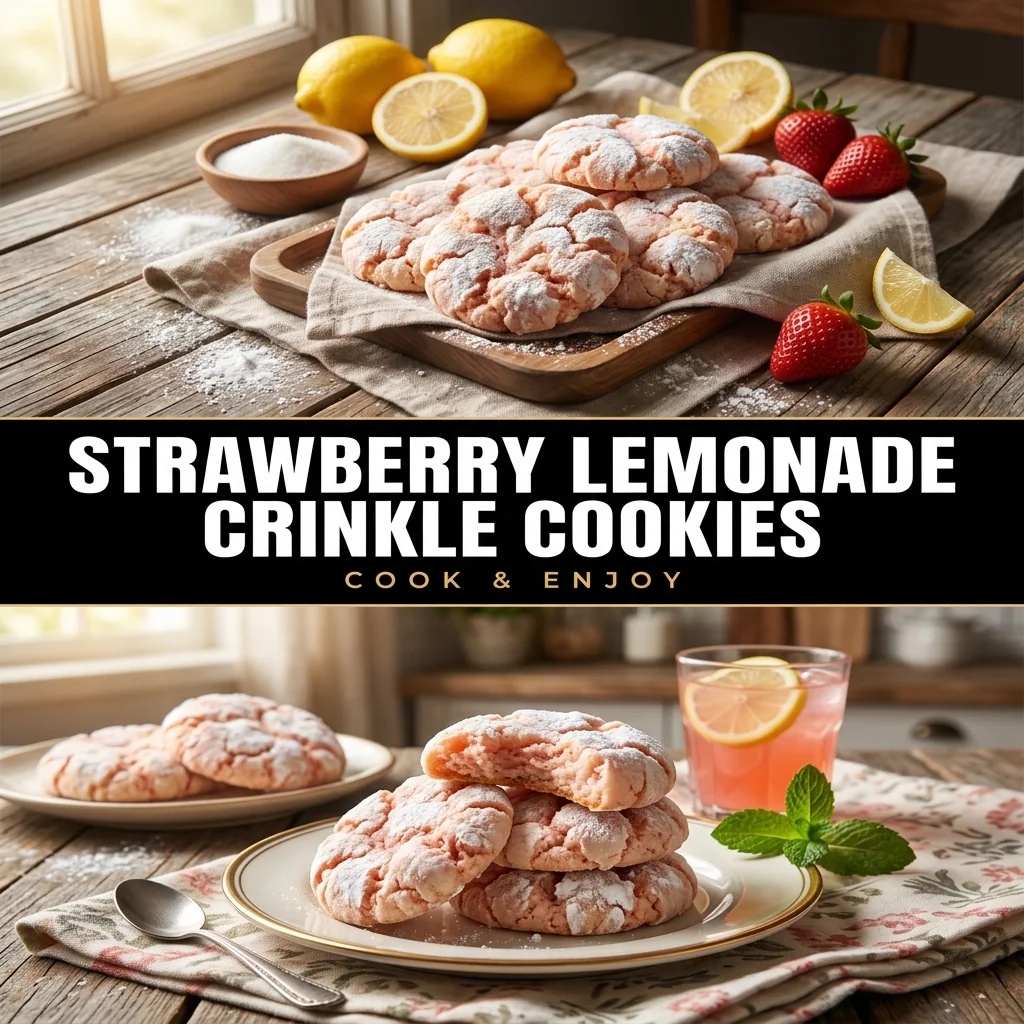 Strawberry Lemonade Crinkle Cookies food illustration