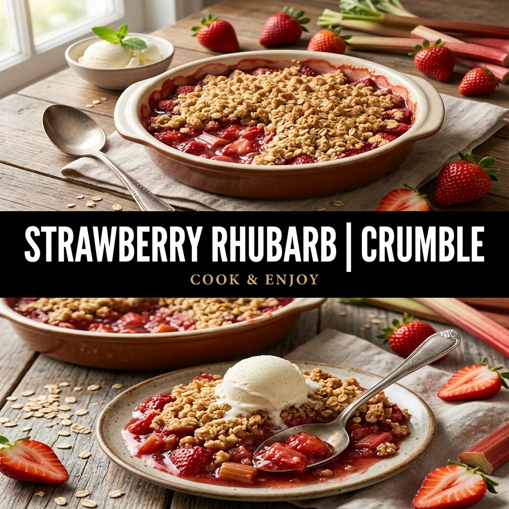 Strawberry Rhubarb Crumble recipe poster