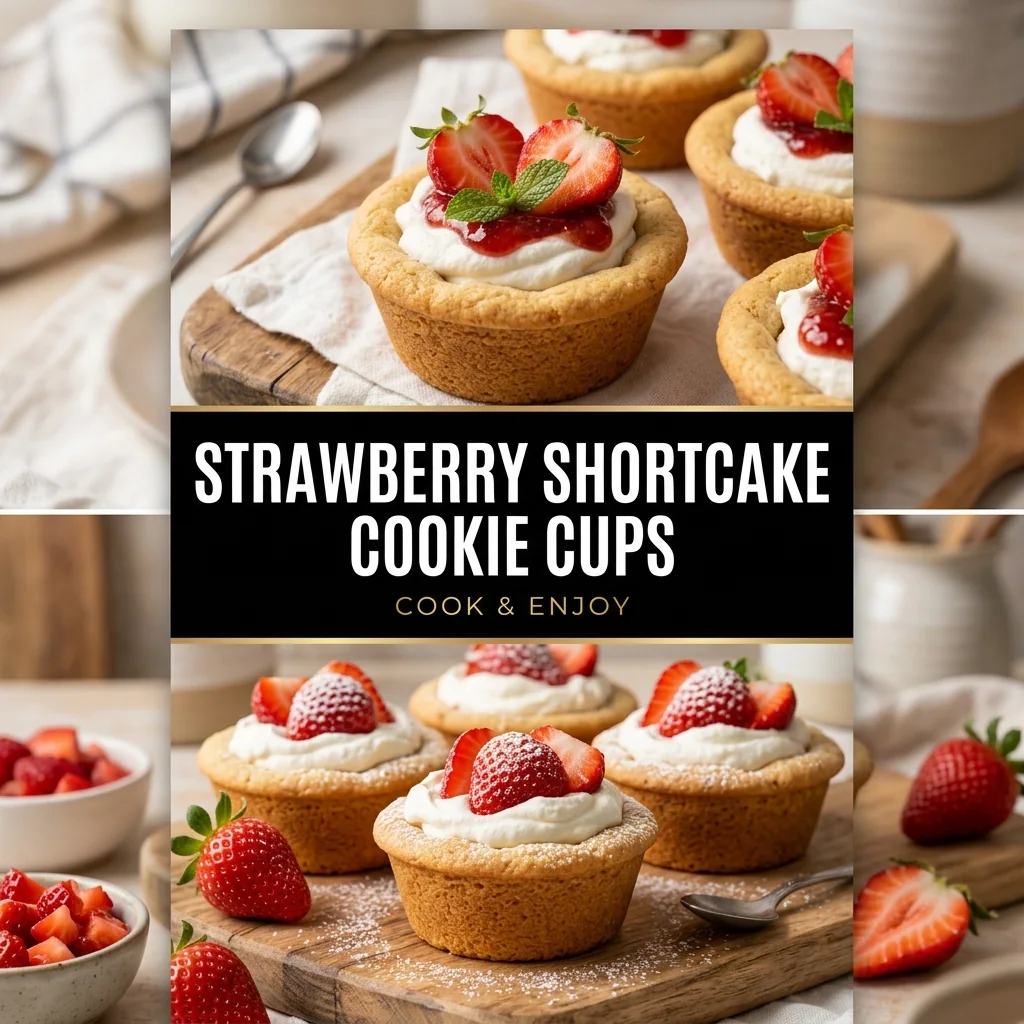 Strawberry Shortcake Cookie Cups food illustration