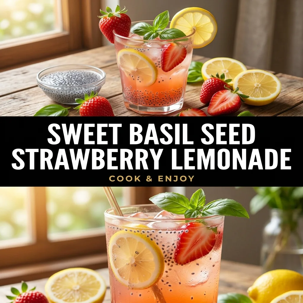 Sweet Basil Seed Strawberry Lemonade food illustration