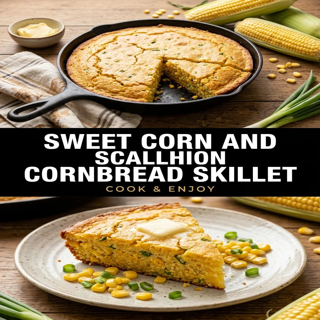 Sweet Corn and Scallion Cornbread Skillet food illustration
