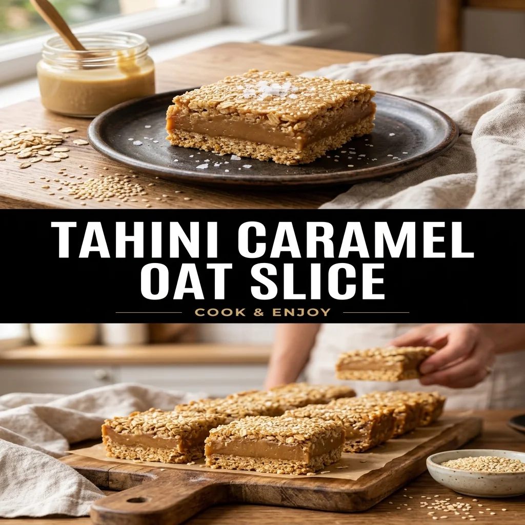 Tahini Caramel Oat Slice food illustration