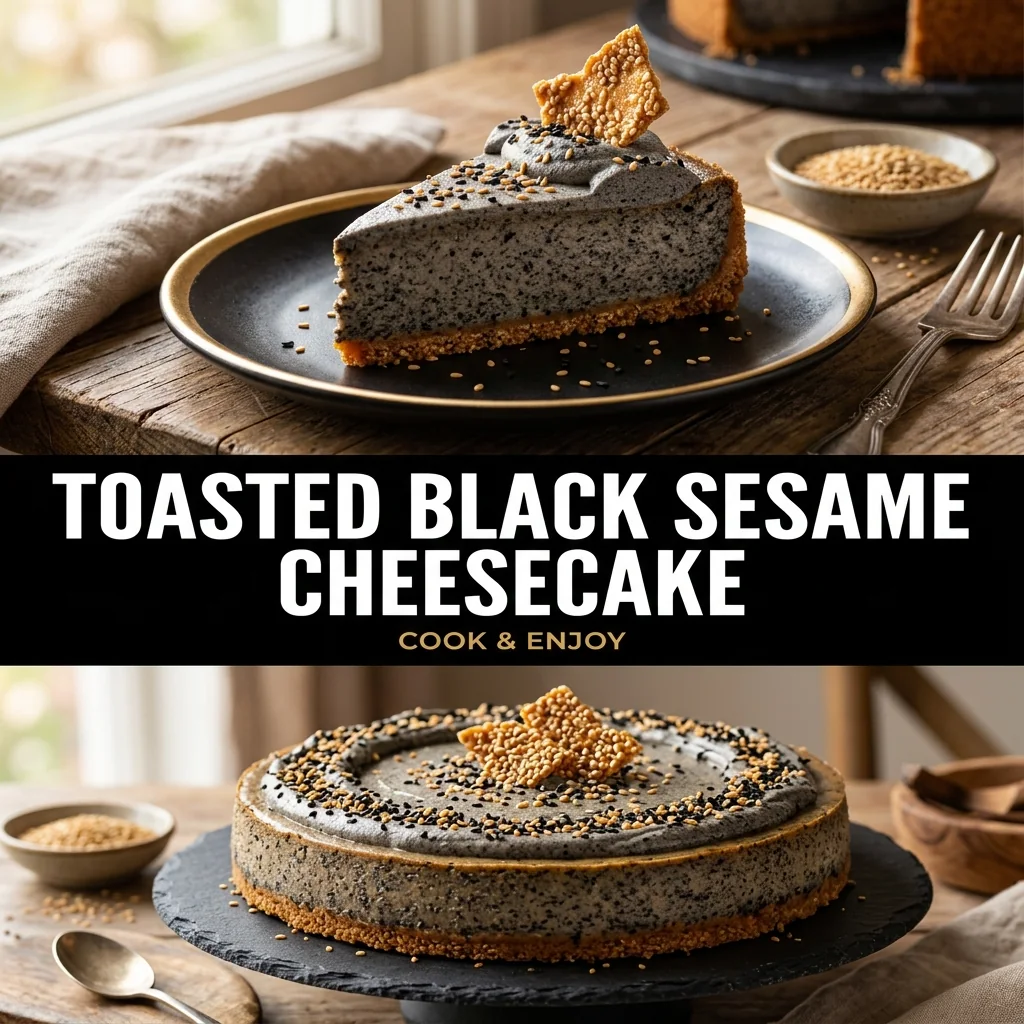 Toasted Black Sesame Cheesecake food illustration
