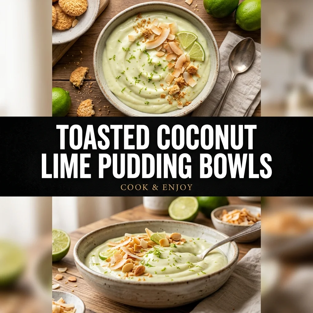 Toasted Coconut Lime Pudding Bowls food illustration