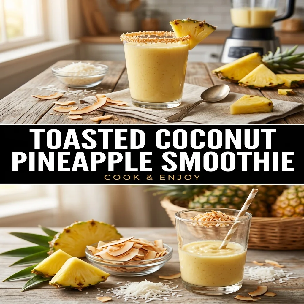 Toasted Coconut Pineapple Smoothie food illustration