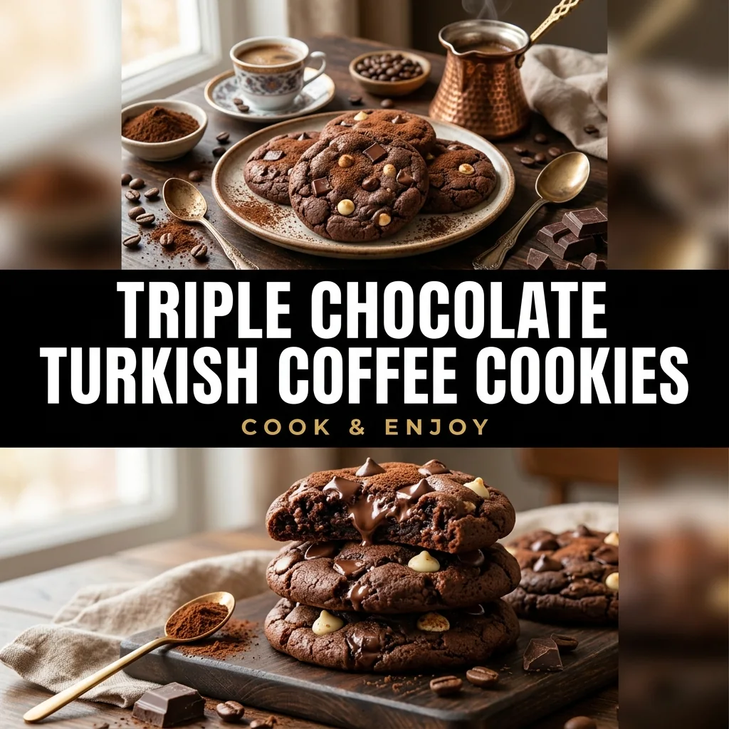 Triple Chocolate Turkish Coffee Cookies food illustration