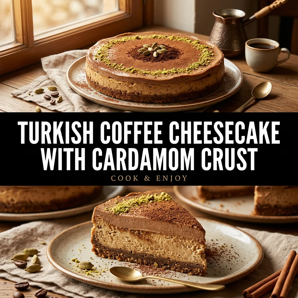 Turkish Coffee Cheesecake with Cardamom Crust food illustration