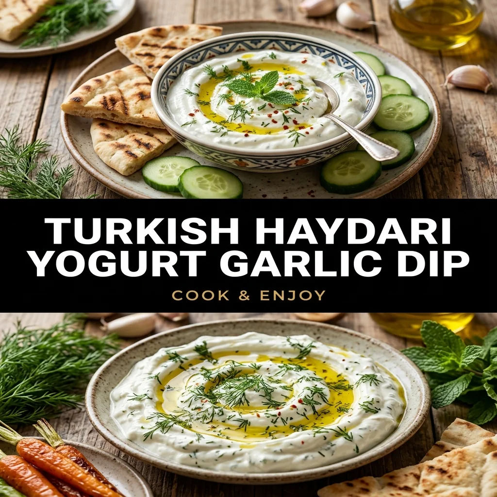 Turkish Haydari Yogurt Garlic Dip food illustration