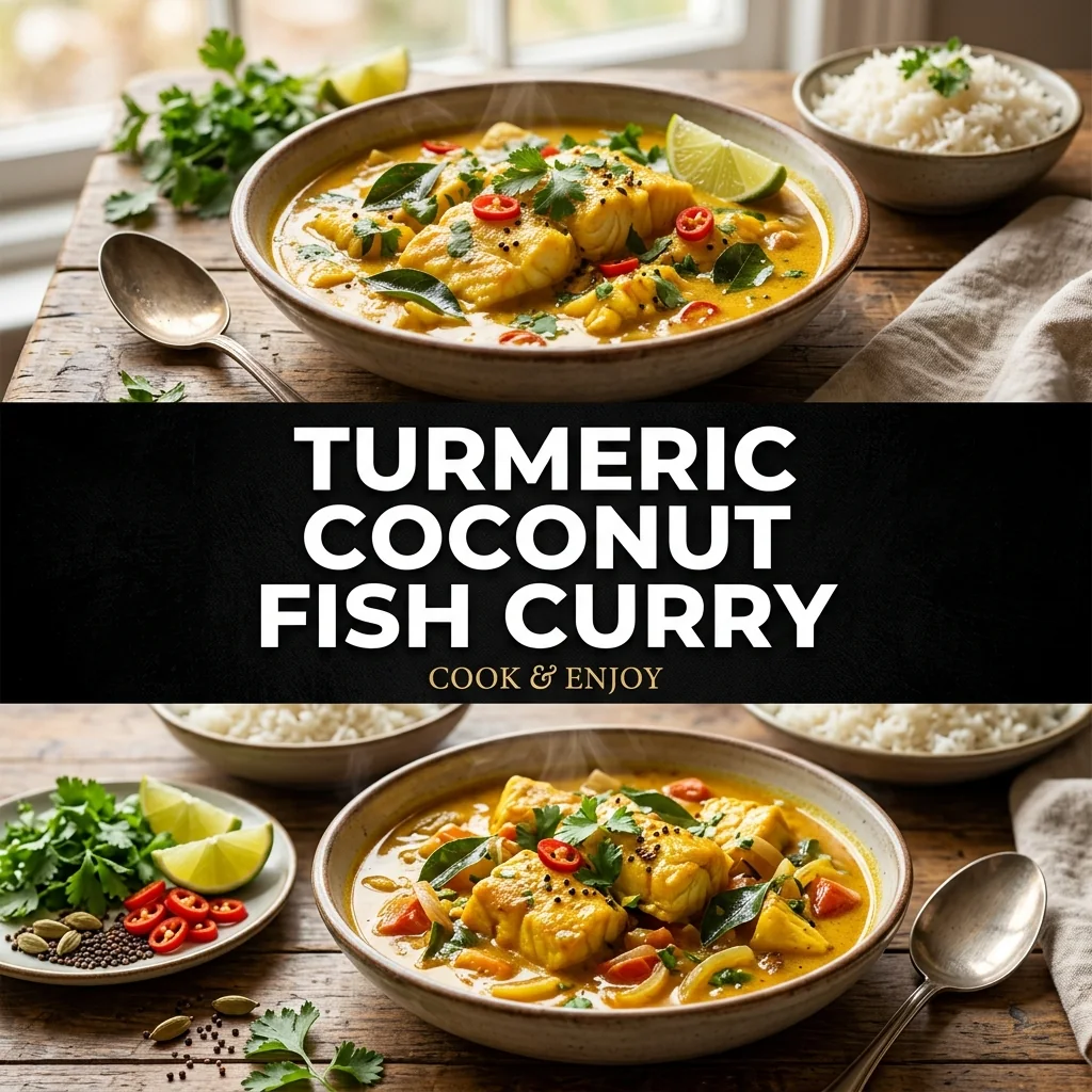 Turmeric Coconut Fish Curry food illustration