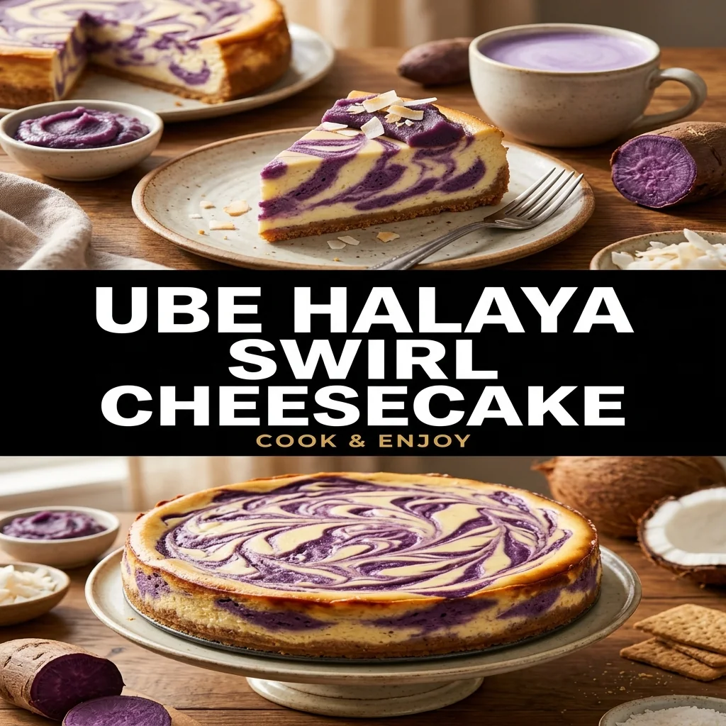 Ube Halaya Swirl Cheesecake food illustration