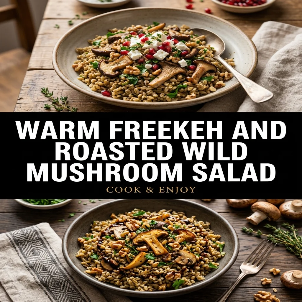 Warm Freekeh and Roasted Wild Mushroom Salad food illustration