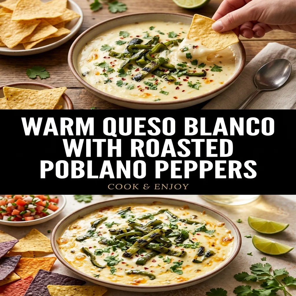 Warm Queso Blanco with Roasted Poblano Peppers food illustration