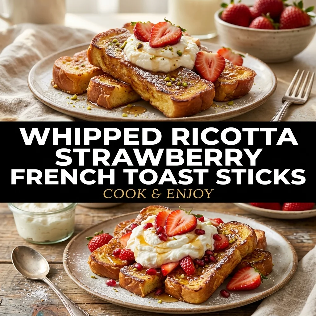 Whipped Ricotta Strawberry French Toast Sticks food illustration