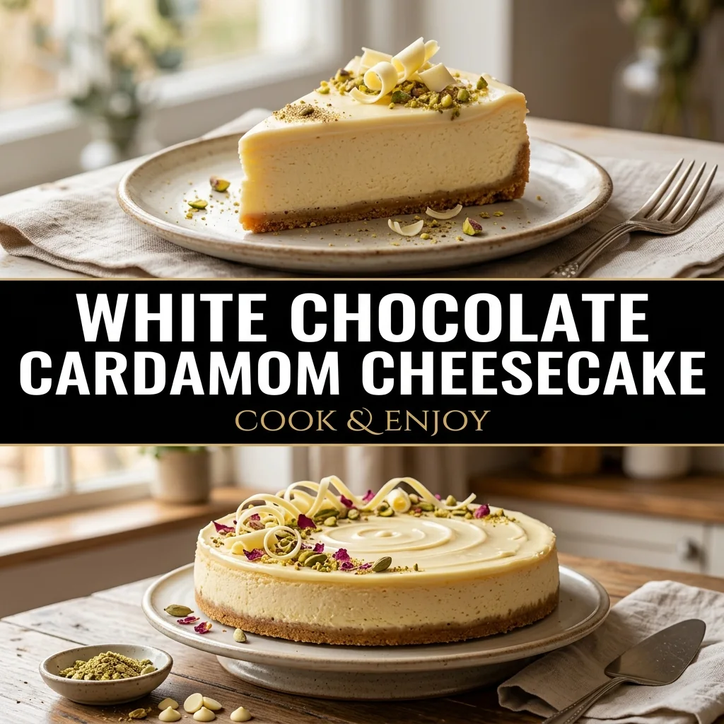 White Chocolate Cardamom Cheesecake food illustration