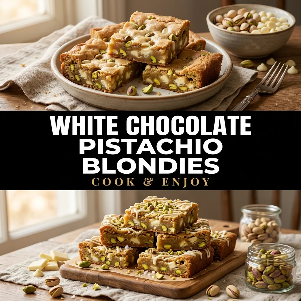 White Chocolate Pistachio Blondies food illustration