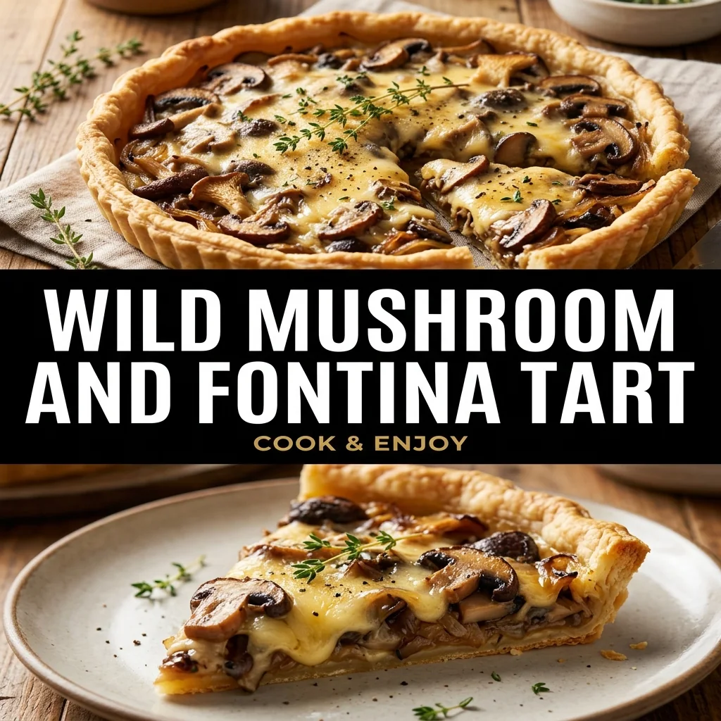 Wild Mushroom and Fontina Tart food illustration