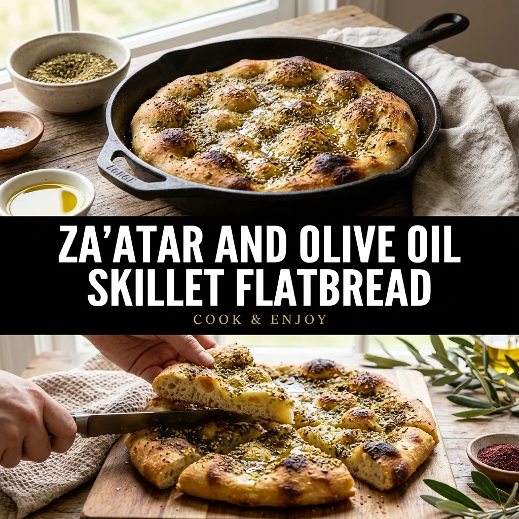 Za'atar and Olive Oil Skillet Flatbread food illustration