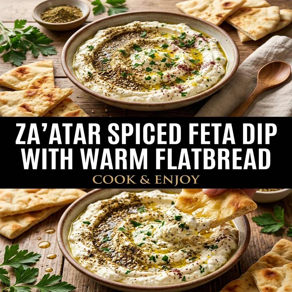 Za'atar Spiced Feta Dip with Warm Flatbread food illustration